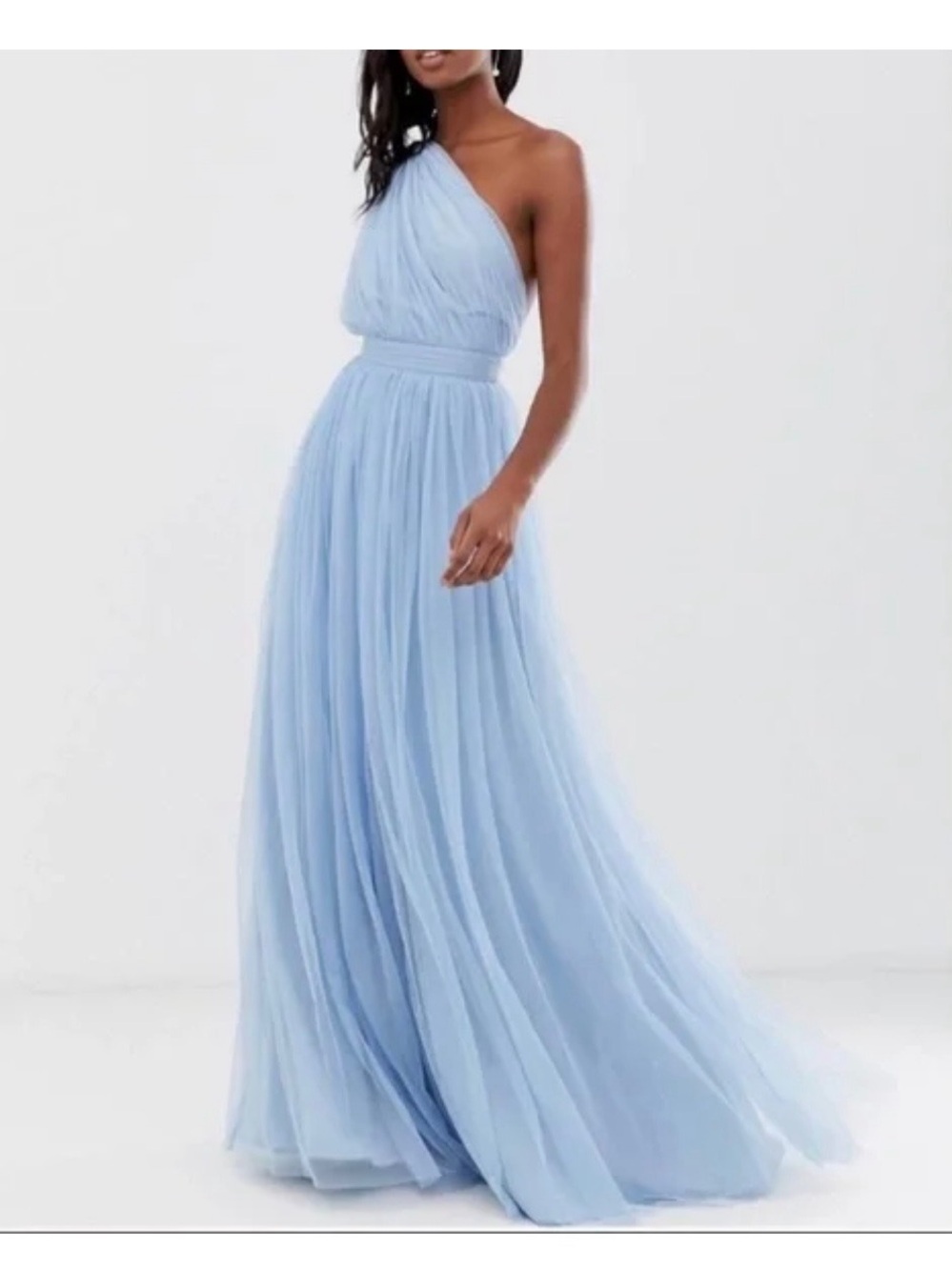 ASOS One-Shoulder Pale Blue Tulle Gown